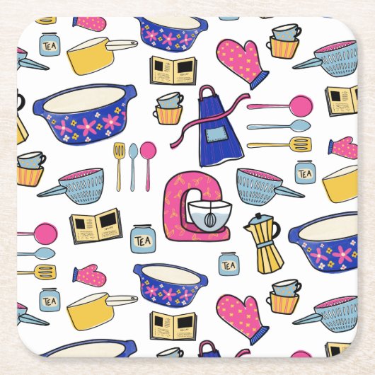 Bright Kitchen Utensils Cook Cake Maker Rechteckiger Pappuntersetzer (Vorderseite)