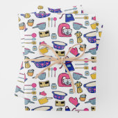 Bright Kitchen Utensities Koch Bäckermuster Geschenkpapier Set (Beispiel)