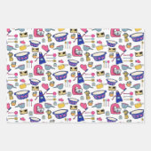 Bright Kitchen Utensities Koch Bäckermuster Geschenkpapier Set (Vorderseite)