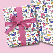 Bright Kitchen Utensities Koch Bäckermuster Geschenkpapier Set
