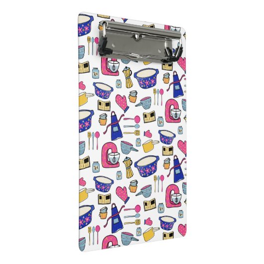 Bright Kitchen Utensivmuster Mini Klemmbrett (Schrägansicht)
