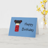 Bright Kokeshi Card Karte (Gelbe Blume)
