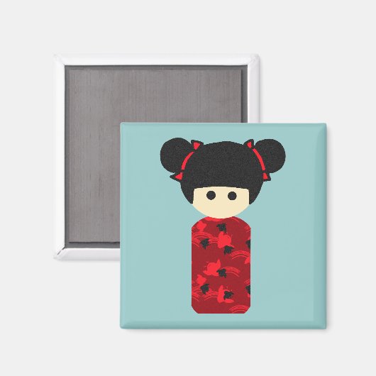 Bright Kokeshi Magnet (Vorderseite/Rückseite)