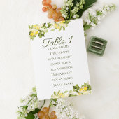 Bright Lemon Fresh Wedding Seating Chart Card Tischnummer