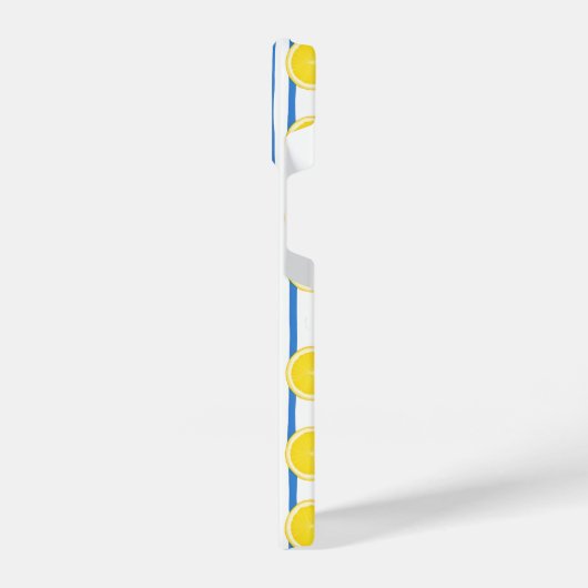 Bright Lemon Slice & Blue Stripe Case iPhone Hülle (Linke Seite)