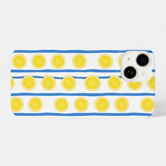 Bright Lemon Slice & Blue Stripe Case iPhone Hülle (Rückseite (Horizontal))