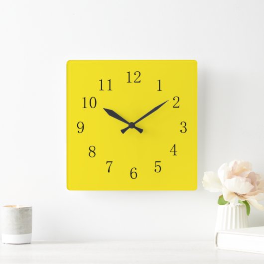 Bright Lemon Yellow Quadratische Wanduhr (Zuhause)