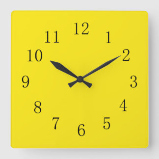 Bright Lemon Yellow Quadratische Wanduhr