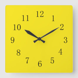 Bright Lemon Yellow Quadratische Wanduhr