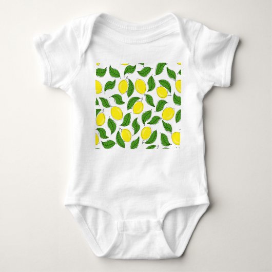 Bright Lemons Green Blätter Pattern Baby Strampler (Vorderseite)