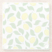 Bright Lemons Green Blätter Pattern Glasuntersetzer (Rückseite)