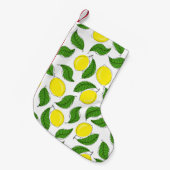 Bright Lemons Green Blätter Pattern Kleiner Weihnachtsstrumpf (Vorderansicht (hängend))