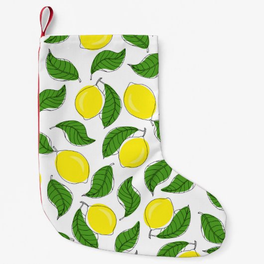 Bright Lemons Green Blätter Pattern Kleiner Weihnachtsstrumpf (Vorderseite)