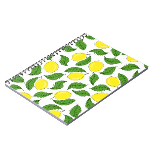 Bright Lemons Green Blätter Pattern Notizblock (Linke Seite)