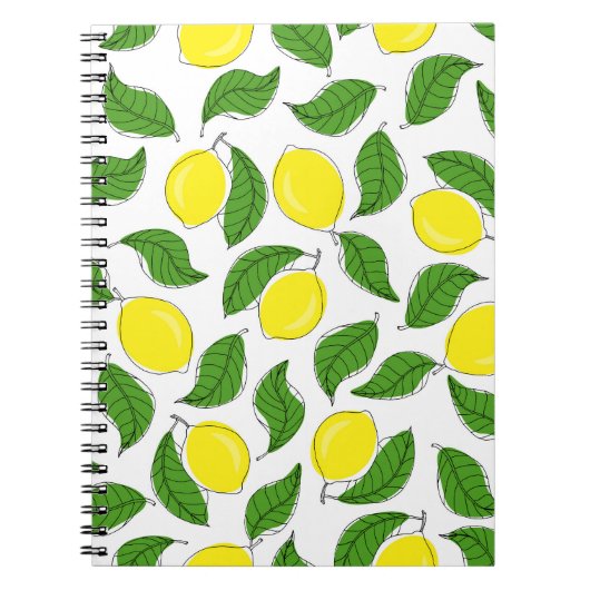 Bright Lemons Green Blätter Pattern Notizblock (Vorderseite)