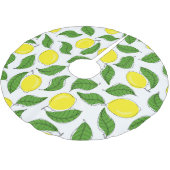 Bright Lemons Green Blätter Pattern Polyester Weihnachtsbaumdecke (Schrägansicht)