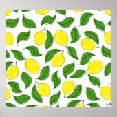 Bright Lemons Green Blätter Pattern Poster (Vorne)