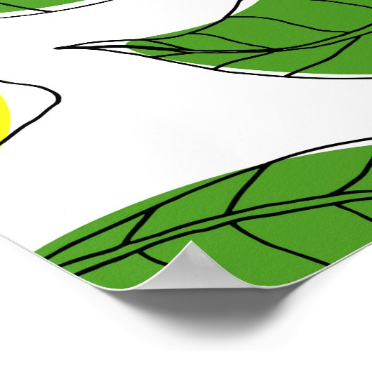 Bright Lemons Green Blätter Pattern Poster (Ecke)