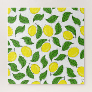 Bright Lemons Green Blätter Pattern Puzzle