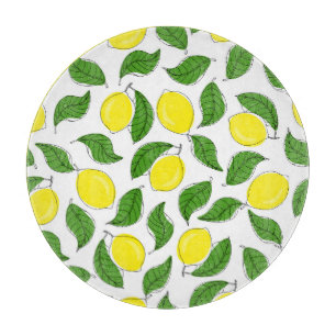 Bright Lemons Green Blätter Pattern Schneidebrett