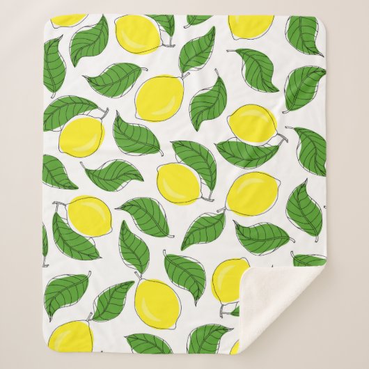 Bright Lemons Green Blätter Pattern Sherpadecke (Vorderseite)
