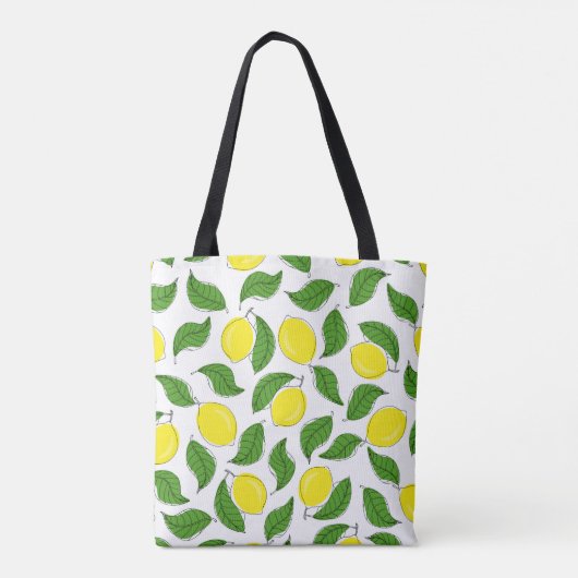 Bright Lemons Green Blätter Pattern Tasche (Rückseite)
