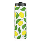 Bright Lemons Green Blätter Pattern Thermosbecher (Vorderseite)