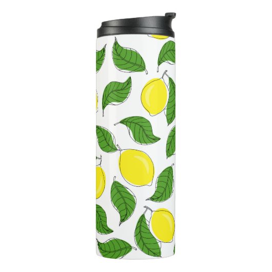 Bright Lemons Green Blätter Pattern Thermosbecher (Nach links gedreht)