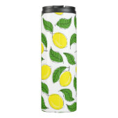 Bright Lemons Green Blätter Pattern Thermosbecher (Rückseite)
