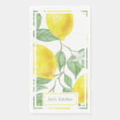 Bright Lemons und Blätter - Benutzerdefinierter Te Serviette (Vorderseite)