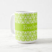 Bright Lime Green Spirale individuell anpassbar Kaffeetasse (Vorderseite Links)