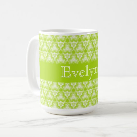 Bright Lime Green Spirale individuell anpassbar Kaffeetasse (Vorderseite Links)