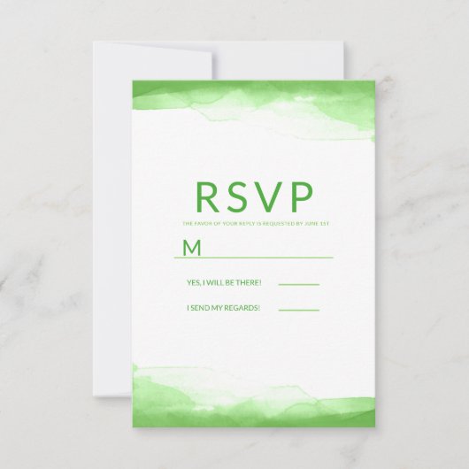 Bright Lime Green Watercolor Modernes Wedding RSVP (Vorderseite)