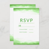 Bright Lime Green Watercolor Modernes Wedding RSVP (Vorne/Hinten)