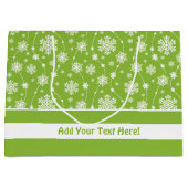 Bright Lime Green Winter White Snowflake Monogram Große Geschenktüte (Vorderseite)