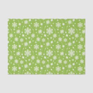 Bright Lime Green Winter White Snowflake Muster Seidenpapier