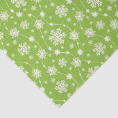 Bright Lime Green Winter White Snowflake Muster Seidenpapier (Ausschnitt)