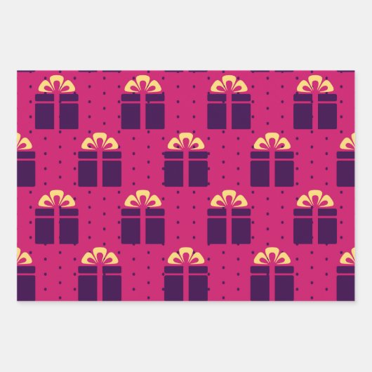 Bright Magenta Pink Modern Girly Minimalist Geschenkpapier Set (Vorderseite)