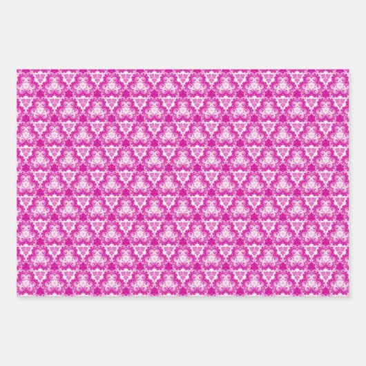 Bright Magenta Pink Spiral Pattern w/Solids Geschenkpapier Set (Vorderseite)