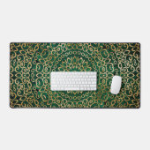 Bright Mandala Art Zen Boho Green und Gold Design Schreibtischunterlage (Tastatur & Maus)