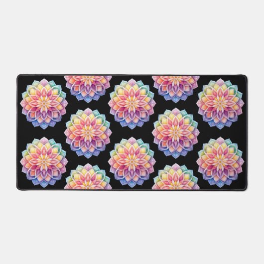 Bright Mandala Floral Desk Mat Schreibtischunterlage (Vorderseite)
