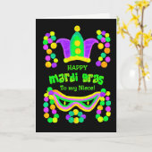 Bright Mardi Gras Card für Nichte auf schwarz Karte (Gelbe Blume)