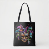 BRIGHT MARDI GRAS MASK MIT FEATHERS TASCHE (Vorderseite)