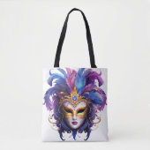 BRIGHT MARDI GRAS MASK MIT FEATHERS TASCHE (Vorderseite)