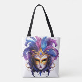 BRIGHT MARDI GRAS MASK MIT FEATHERS TASCHE (Rückseite)