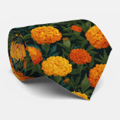 Bright Marigold Floral Pattern Krawatte (Gerollt)