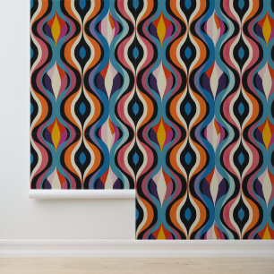 Bright Maximalist Ogee Pattern Tapete
