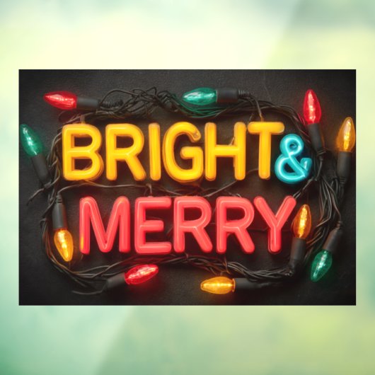 "Bright & Merry" leuchtendes Neon Sign Fensteraufkleber (Blatt 3)