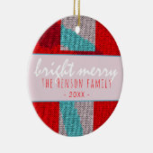 Bright Merry Script Red Strick Knitter Family Keramik Ornament (Rechts)