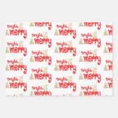 Bright Merry Typografie Red Black Gold Weihnachten Geschenkpapier Set (Vorderseite 2)